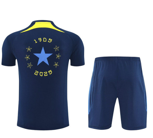 Adult Uniform 2025-2026 Boca Juniors Dark Blue Soccer Training Shirt and Shorts Football Set
