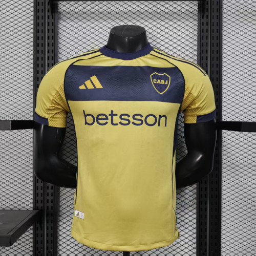 Player Version 2025-2026 Boca Juniors Away Yellow Soccer Jersey Football Shirt