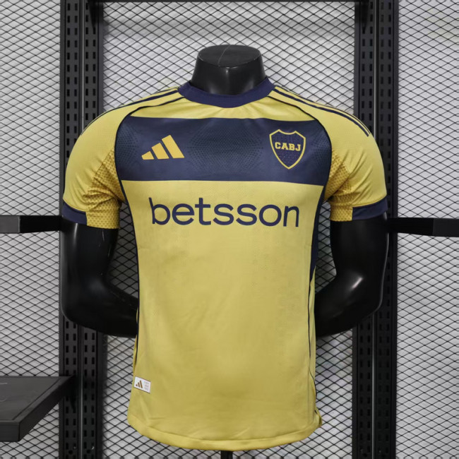 Player Version 2025-2026 Boca Juniors Away Yellow Soccer Jersey Football Shirt