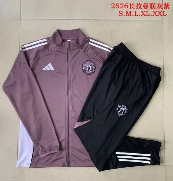 2025-2026 Manchester United Purple Soccer Training Jacket and Pants Football Tracksuit