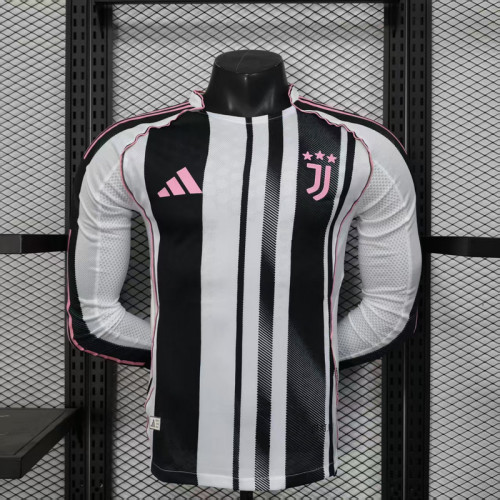 Long Sleeve Maillot Juve Shirt Player Version Juventus 2025-2026 Home Soccer Jersey Football Shirt