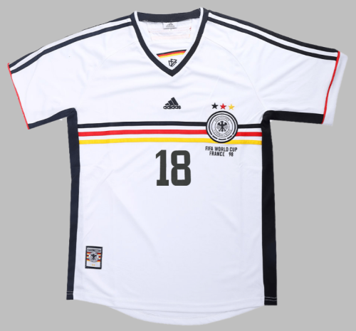 with Front Lettering Retro Jersey 1998 Germany 18 KLINSMANN Home Soccer Jersey