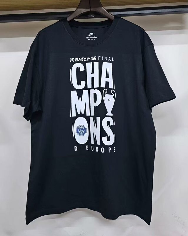 2025-2026 PSG EUROPEAN CHAMPIONS Black Soccer Jersey Paris Football Maillot UCL Cotton T-shirt