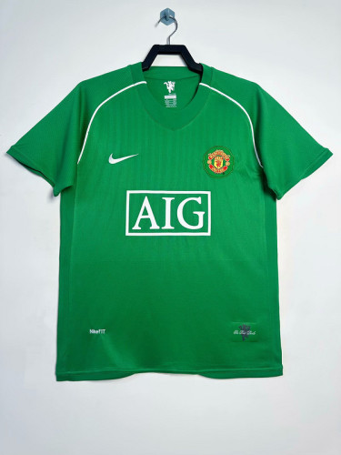 Retro Jersey Manchester United 2007-2008 Green Goalkeeper Soccer Jersey Vintage Football Shirt