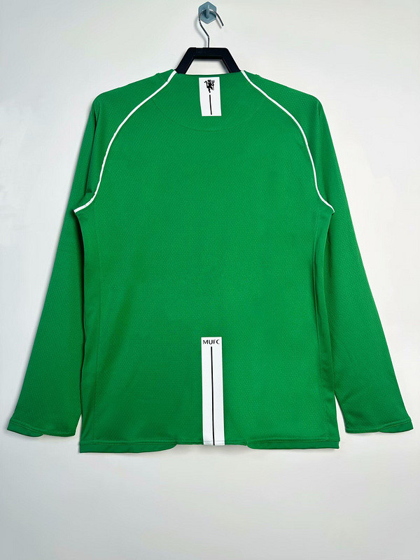 Long Sleeve Retro Jersey 2007-2008 Manchester United Green Goalkeeper Vintage Soccer Jersey