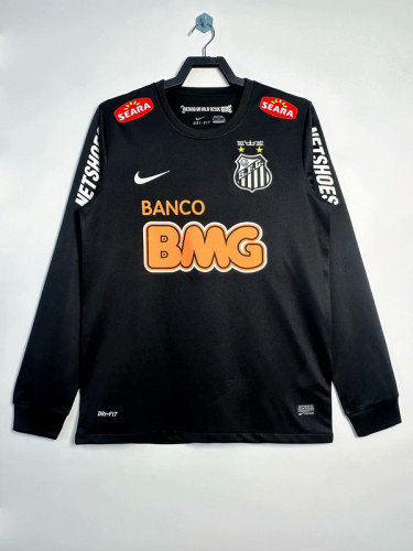 Long Sleeve Retro Jersey 2012-2013 Santos Black Soccer Jersey Vintage Football Shirt