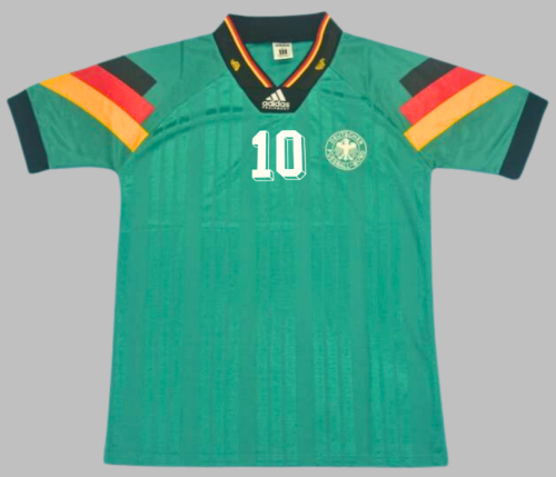 Retro Jersey 1992 Germany MATTHAUS 10 Away Green Soccer Jersey Vintage Football Shirt