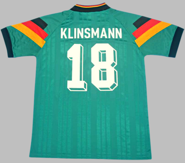 Retro Jersey 1992 Germany KLINSMANN 18 Away Green Soccer Jersey Vintage Football Shirt