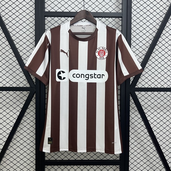 Fan Version 2025-2026 St. Pauli Home Soccer Jersey Football Shirt