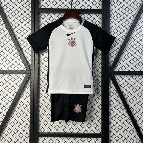 Youth Uniform Kids Kit 2025-2026 Corinthians Home Soccer Jersey Shorts Child Football Set