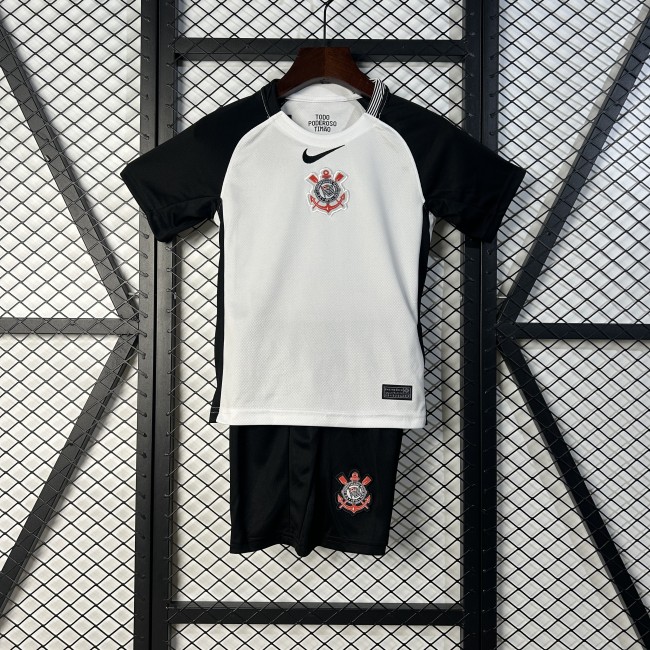 Youth Uniform Kids Kit 2025-2026 Corinthians Home Soccer Jersey Shorts Child Football Set