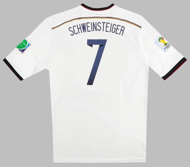 with Front Lettering+3 Stars+World Cup Patch Retro Jersey Germany 2014 SCHWEINSTEIGER 7 Home Soccer Jersey Vintage Football Shirt