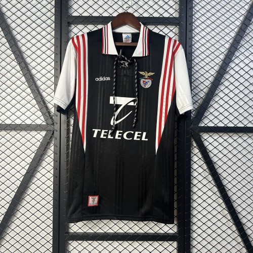 Retro Jersey 1997-1998 SL Benfica Away Black Soccer Jersey Vintage Football Shirt