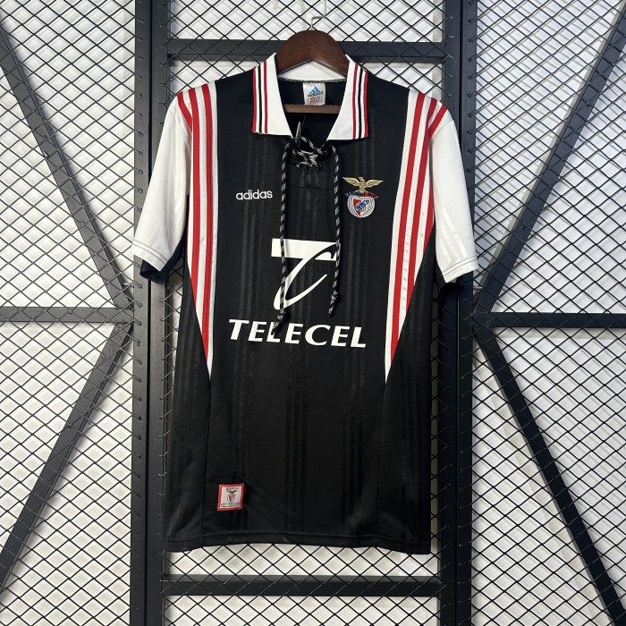 Retro Jersey 1997-1998 SL Benfica Away Black Soccer Jersey Vintage Football Shirt