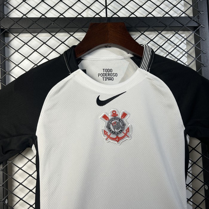 Youth Uniform Kids Kit 2025-2026 Corinthians Home Soccer Jersey Shorts Child Football Set