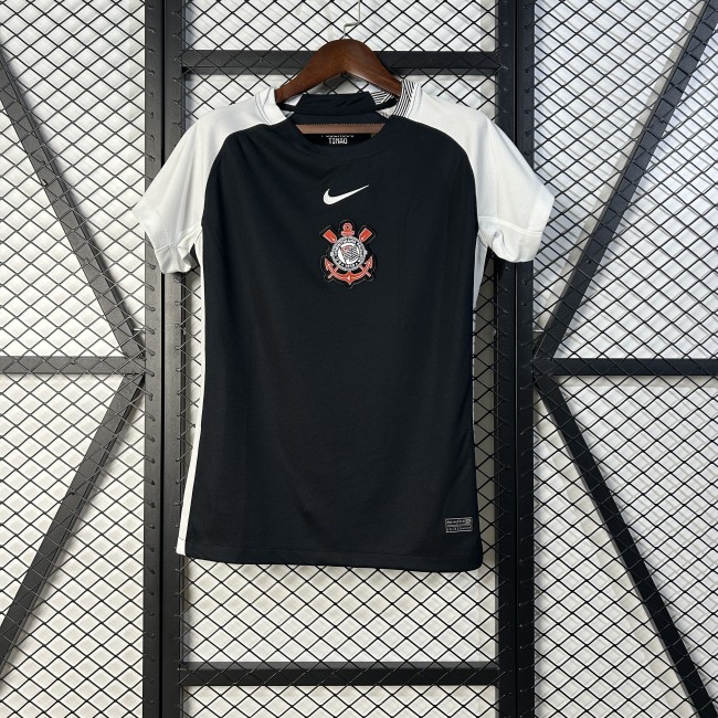Woman 2025-2026 Corinthians Away Black Soccer Jersey Girl Football Shirt
