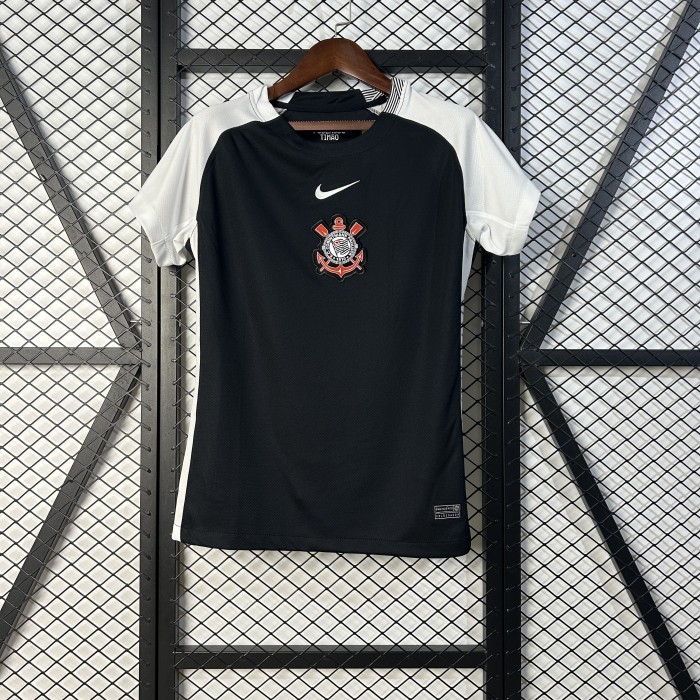 Woman 2025-2026 Corinthians Away Black Soccer Jersey Girl Football Shirt