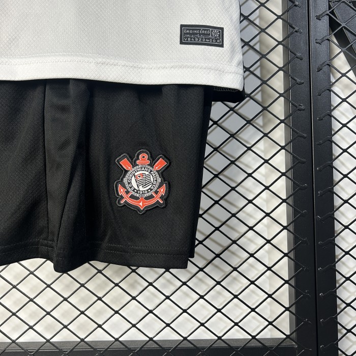 Youth Uniform Kids Kit 2025-2026 Corinthians Home Soccer Jersey Shorts Child Football Set