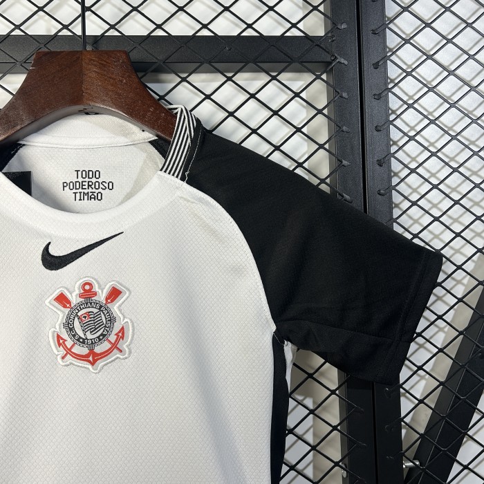 Youth Uniform Kids Kit 2025-2026 Corinthians Home Soccer Jersey Shorts Child Football Set