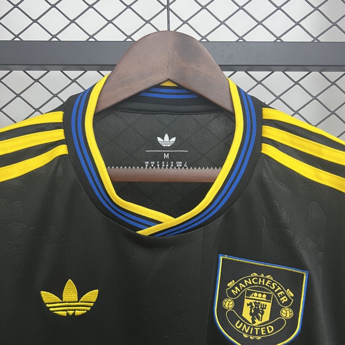 Fan Version 2025-2026 Manchester United Third Away Black Soccer Jersey Football Shirt