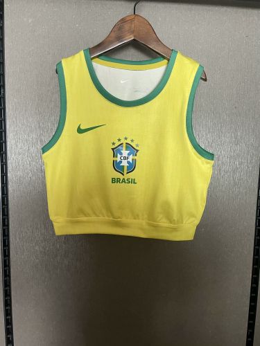 Women 2025-2026 Brazil Home Soccer Yoga Vest Girl Brasil Football Jersey