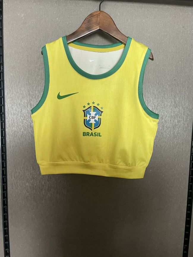 Women 2025-2026 Brazil Home Soccer Yoga Vest Girl Brasil Football Jersey