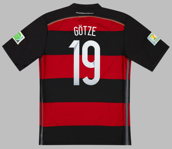 with Front Lettering+World Cup Patch Retro Jersey 2014 Germany GOTZE 19 Away Black/Red Soccer Jersey Vintage Football Shirt