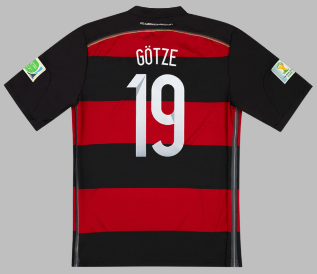 with Front Lettering+World Cup Patch Retro Jersey 2014 Germany GOTZE 19 Away Black/Red Soccer Jersey Vintage Football Shirt