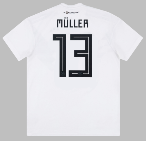 with Gold FIFA Patch Retro Jersey 2018 Germany MULLER 13 Home Soccer Jersey Vintage Football Shirt