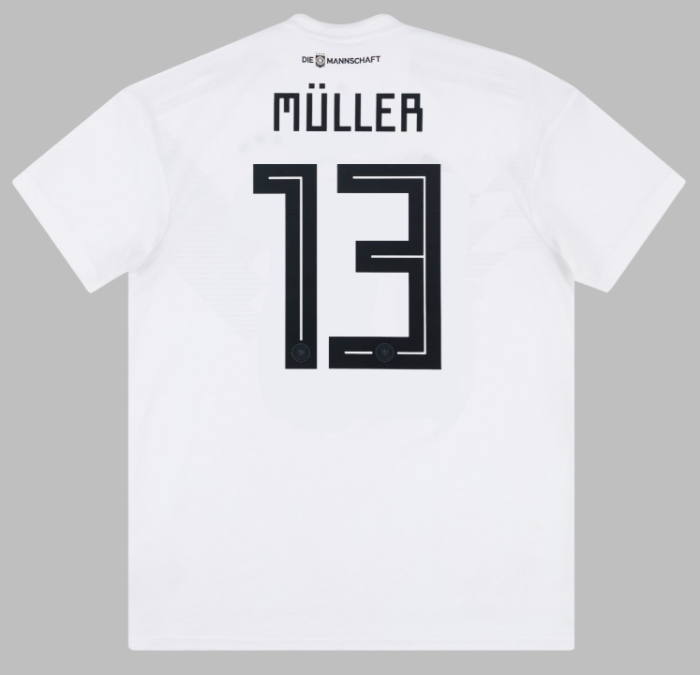 with Gold FIFA Patch Retro Jersey 2018 Germany MULLER 13 Home Soccer Jersey Vintage Football Shirt