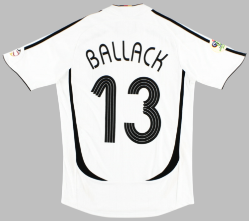 with World Cup Patch Retro Jersey 2006 Germany BALLACK 13 Home Soccer Jersey Vintage Football Shirt