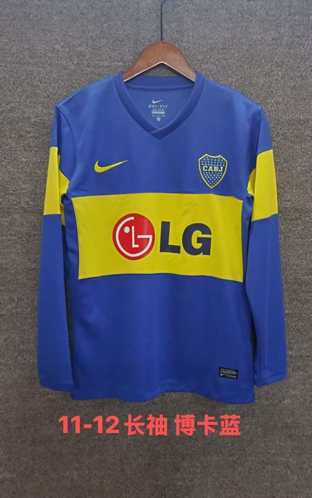 Long Sleeve Retro Jersey 2011-2012 Boca Juniors Home Soccer Jersey Vintage Football Shirt