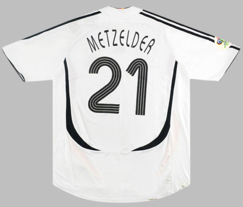 with World Cup Patch Retro Jersey 2006 Germany METZELDER 21 Home Soccer Jersey Vintage Football Shirt
