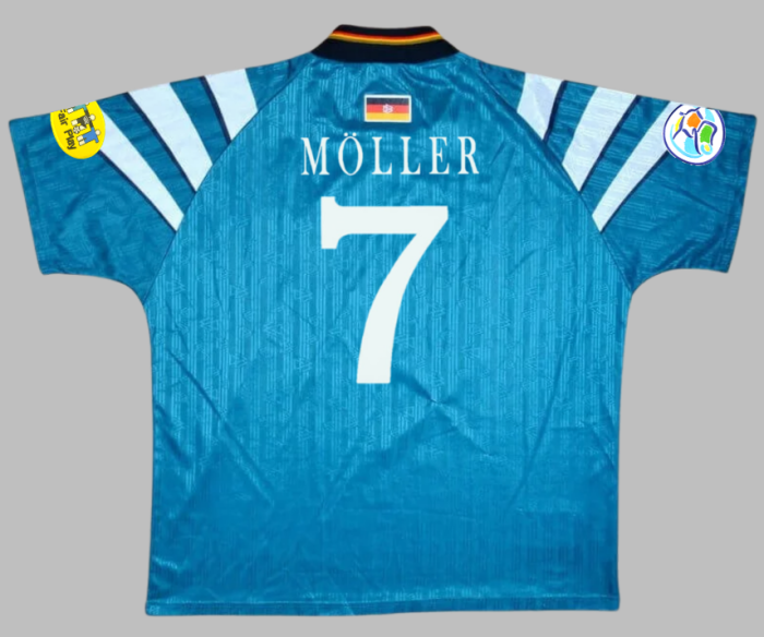 with Patch Retro Jersey 1996 Germany MOLLER 7 Away Soccer Jersey Green Vintage Football Shirt