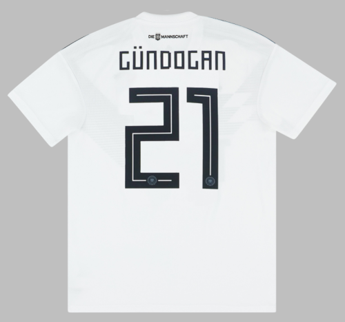 with Gold FIFA Patch Retro Jersey 2018 Germany GUNDOGAN 21 Home Soccer Jersey Vintage Football Shirt