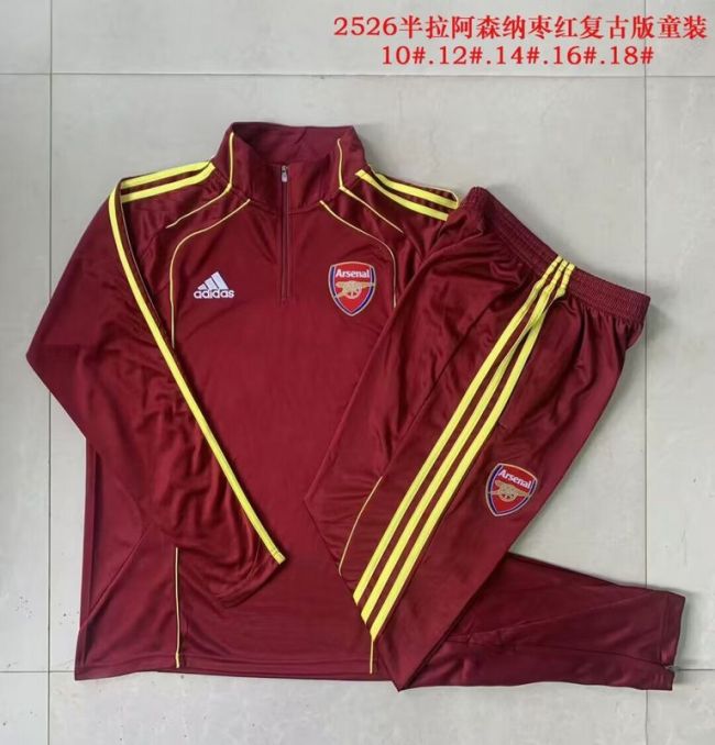 Youth 2025-2026 Arsenal Red Soccer Training Sweater and Pants Football Kit