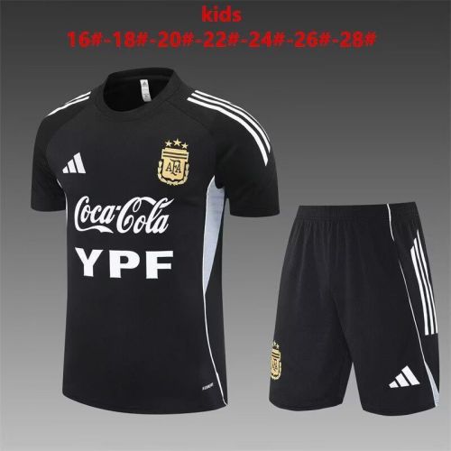 Youth Uniform Kids Kit 2025-2026 Argentina Black Soccer Training Jersey Shorts Child Football Set