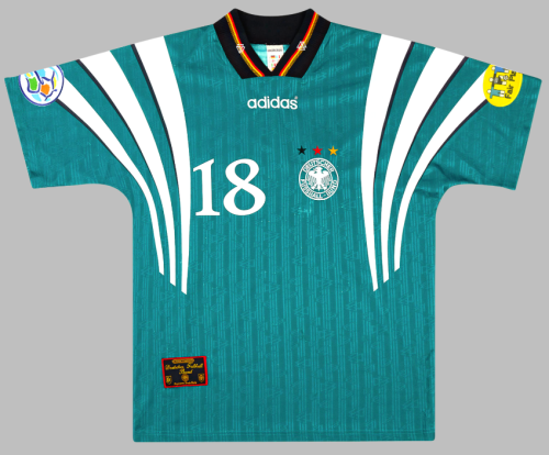 with Patch Retro Jersey 1996 Germany KLINSMANN 18 Away Soccer Jersey Green Vintage Football Shirt