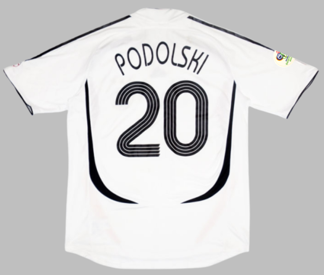 with World Cup Patch Retro Jersey 2006 Germany PODOLSKI 20 Home Soccer Jersey Vintage Football Shirt