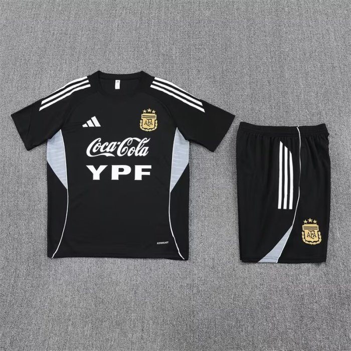 Adult Uniform 2025-2026 Argentina Black Soccer Training Shirt and Shorts Football Set