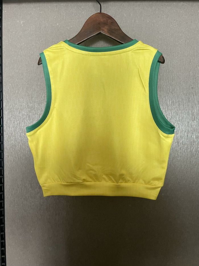 Women 2025-2026 Brazil Home Soccer Yoga Vest Girl Brasil Football Jersey