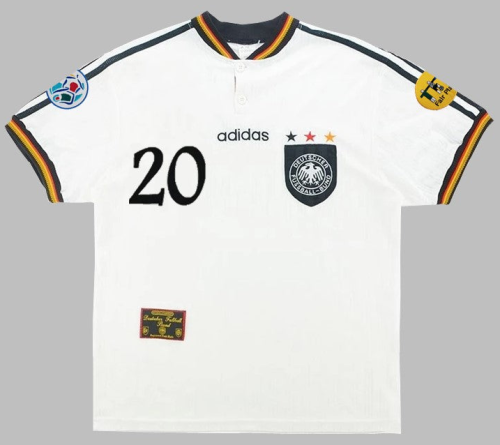 with Patch Retro Jersey 1996 Germany BIERHOFF 20 Home Soccer Jersey Vintage Football Shirt