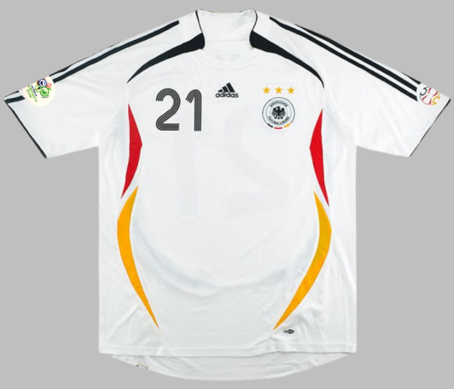 with World Cup Patch Retro Jersey 2006 Germany METZELDER 21 Home Soccer Jersey Vintage Football Shirt
