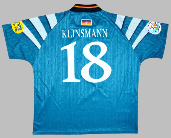 with Patch Retro Jersey 1996 Germany KLINSMANN 18 Away Soccer Jersey Green Vintage Football Shirt