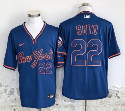 Retro Shirt New York Mets SOTO 22 Blue MLB Jersey Cool Base Shirt