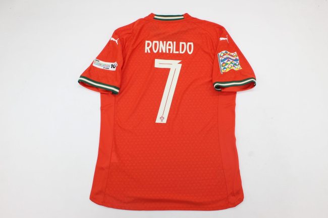 with UEFA Nations League Patch Fan Version Portugal 2025 RONALDO 7 Home Soccer Jersey Football Shirt