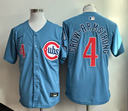 2025 Chicago Cubs CROW-ARMSTRONG 4 Light Blue Cool Base Jersey MLB Shirt
