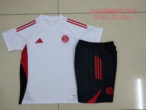 Adult Uniform 2025-2026 Bayern Munich White Soccer Training Shirt and Shorts Football Set