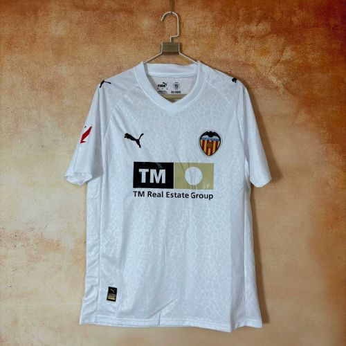 with Sponor Logo+LALIGA Patch Fans Version 2025-2026 Valencia Home Soccer Jersey Football Shirt