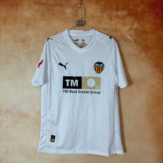 with Sponor Logo+LALIGA Patch Fans Version 2025-2026 Valencia Home Soccer Jersey Football Shirt
